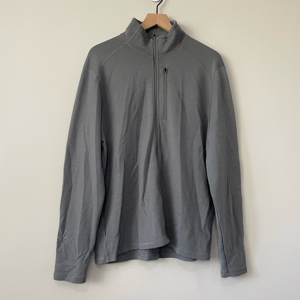 Ibex merino wool mock neck zip up sweater